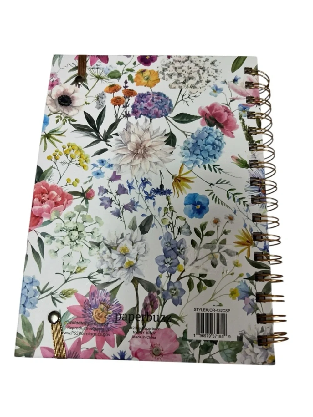Paperbuzz 'Blessed' Floral Notebook with Gold Pen - White Floral